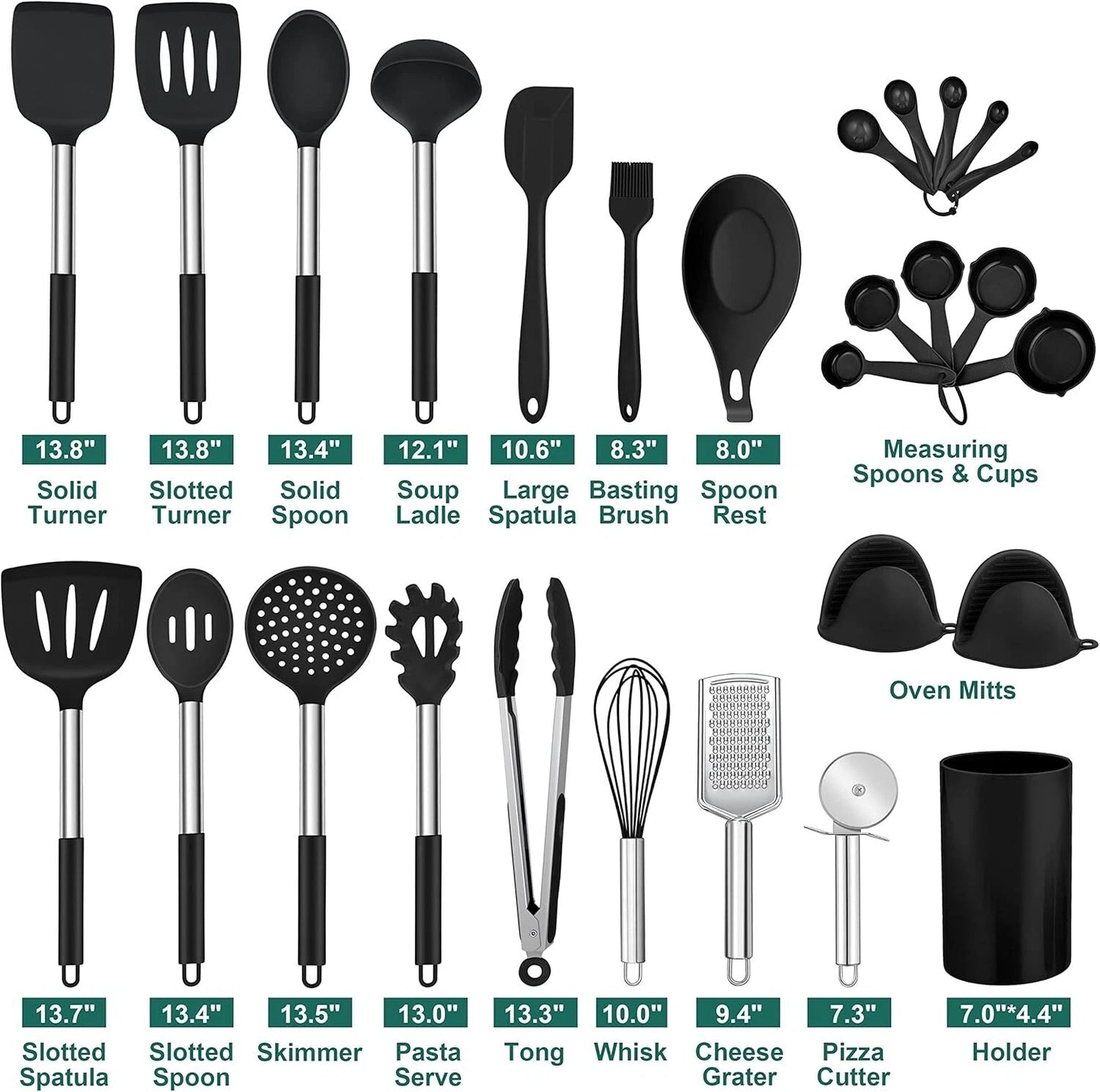 Cooking Utensil Set 38 Piece Stainless Steel Heat Resistant Kitchen Gadget Tools